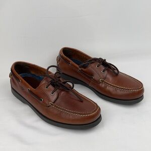 Dockers Castaway Brown Leather Boat Shoes Moc Toe Sz 11M Men’s Deck Loafers